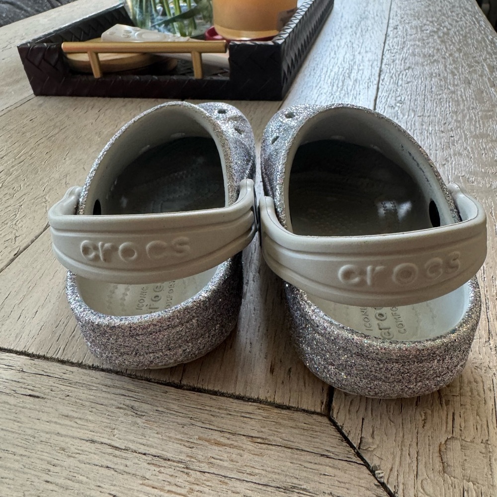 CROCS Silver Sparkle Clogs - Picture 3 of 4